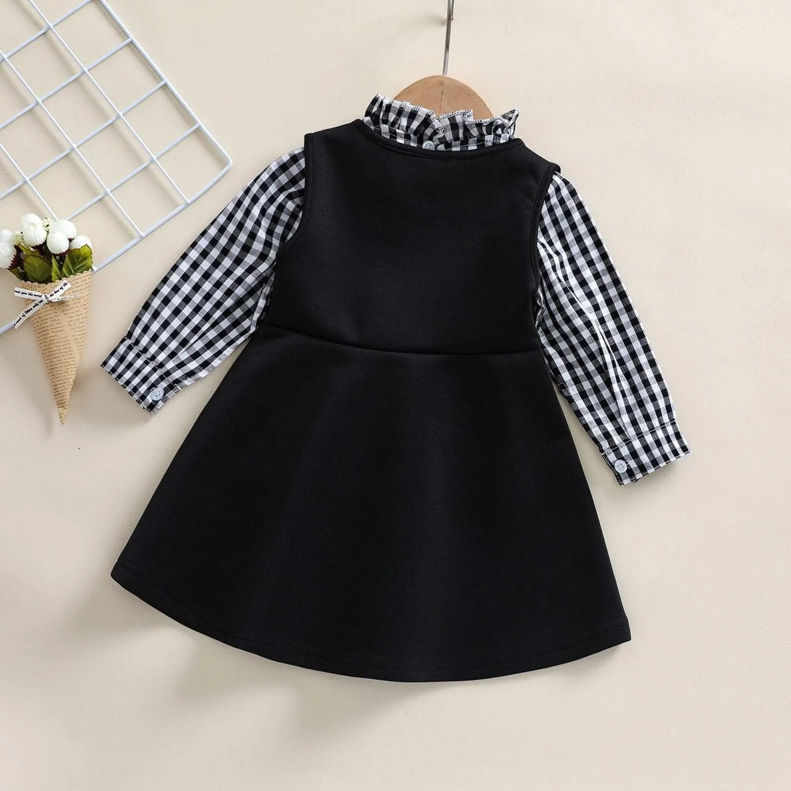 Plaid Printed Shirt and Dress Set
