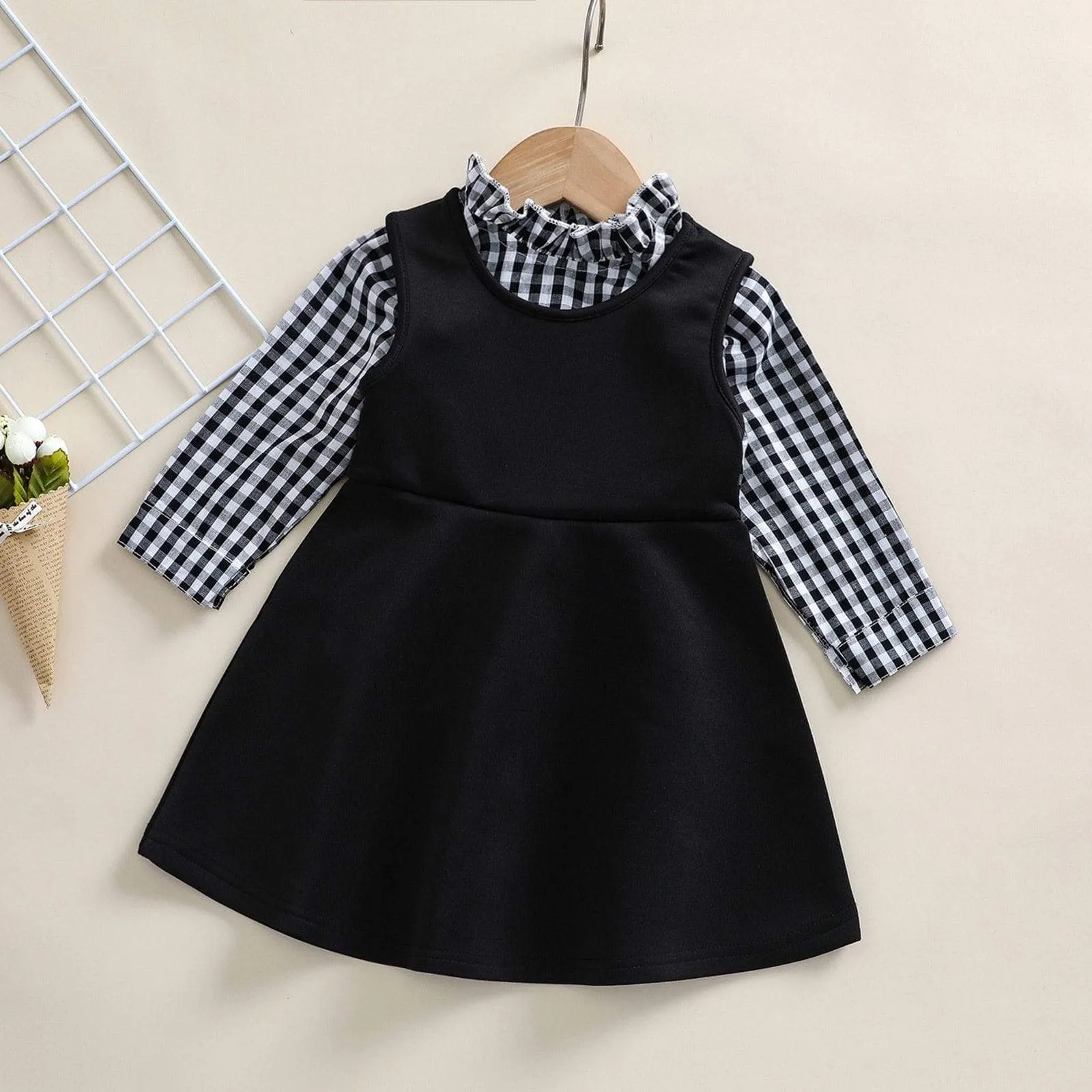 Plaid Printed Shirt and Dress Set