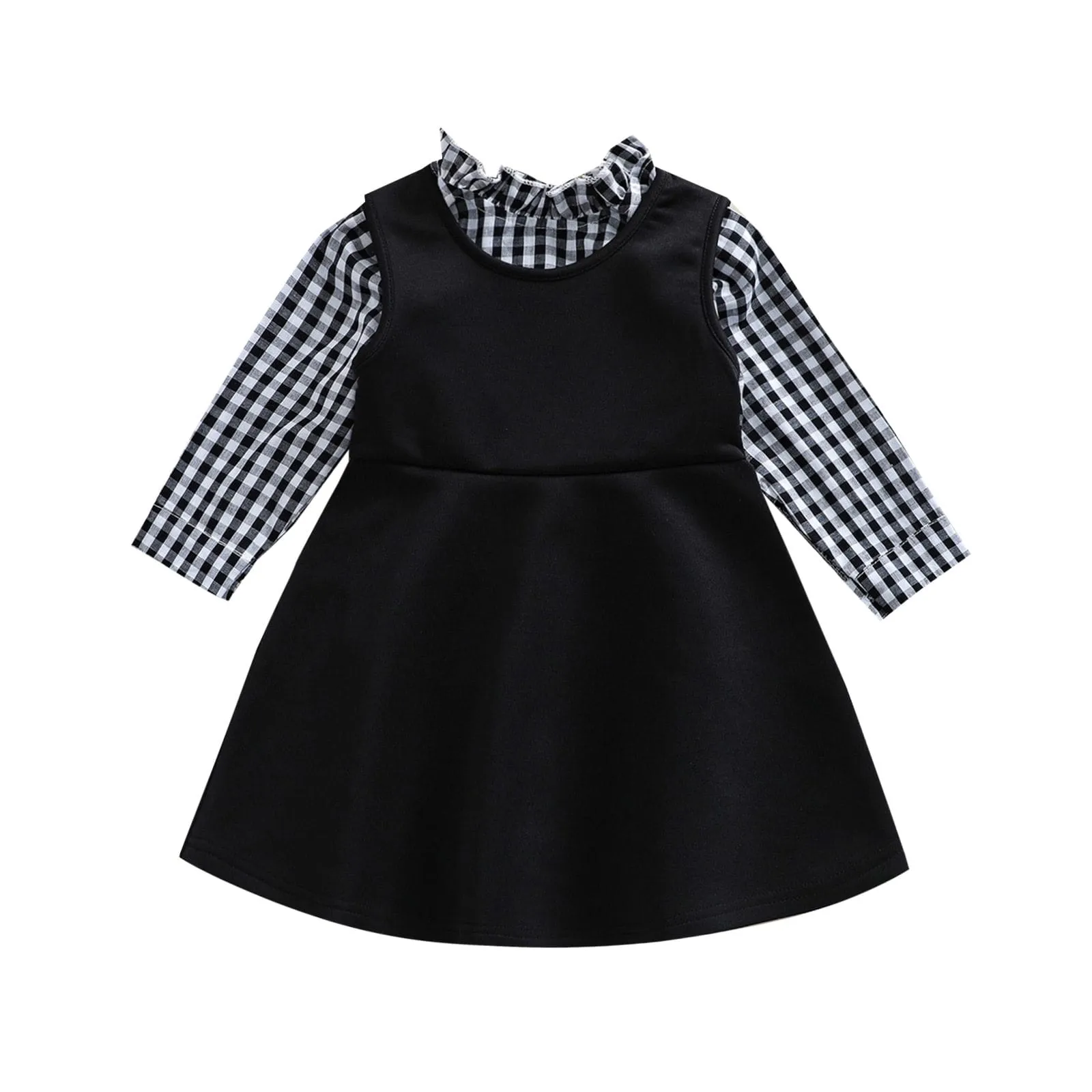 Plaid Printed Shirt and Dress Set