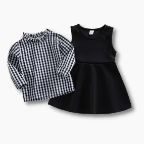 Plaid Printed Shirt and Dress Set
