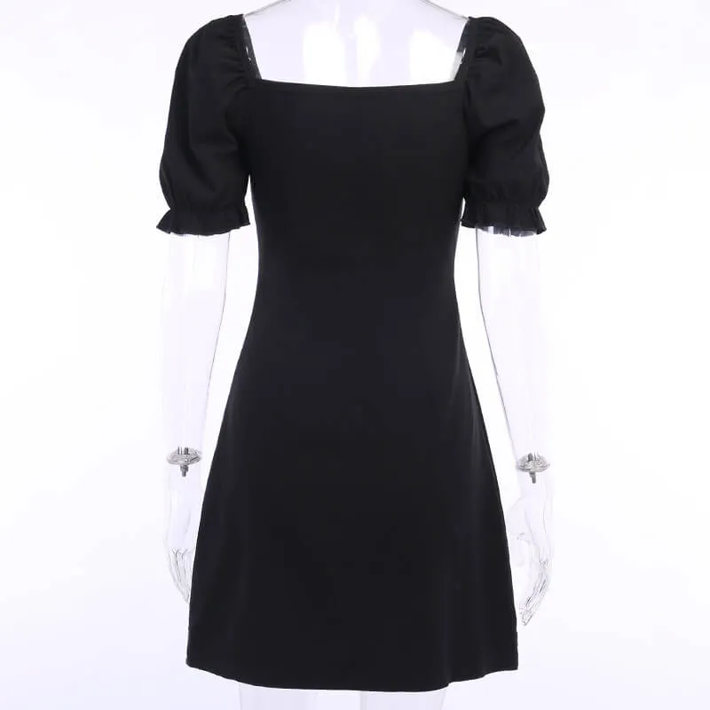 Puff Sleeve Square Neck Tight Dress