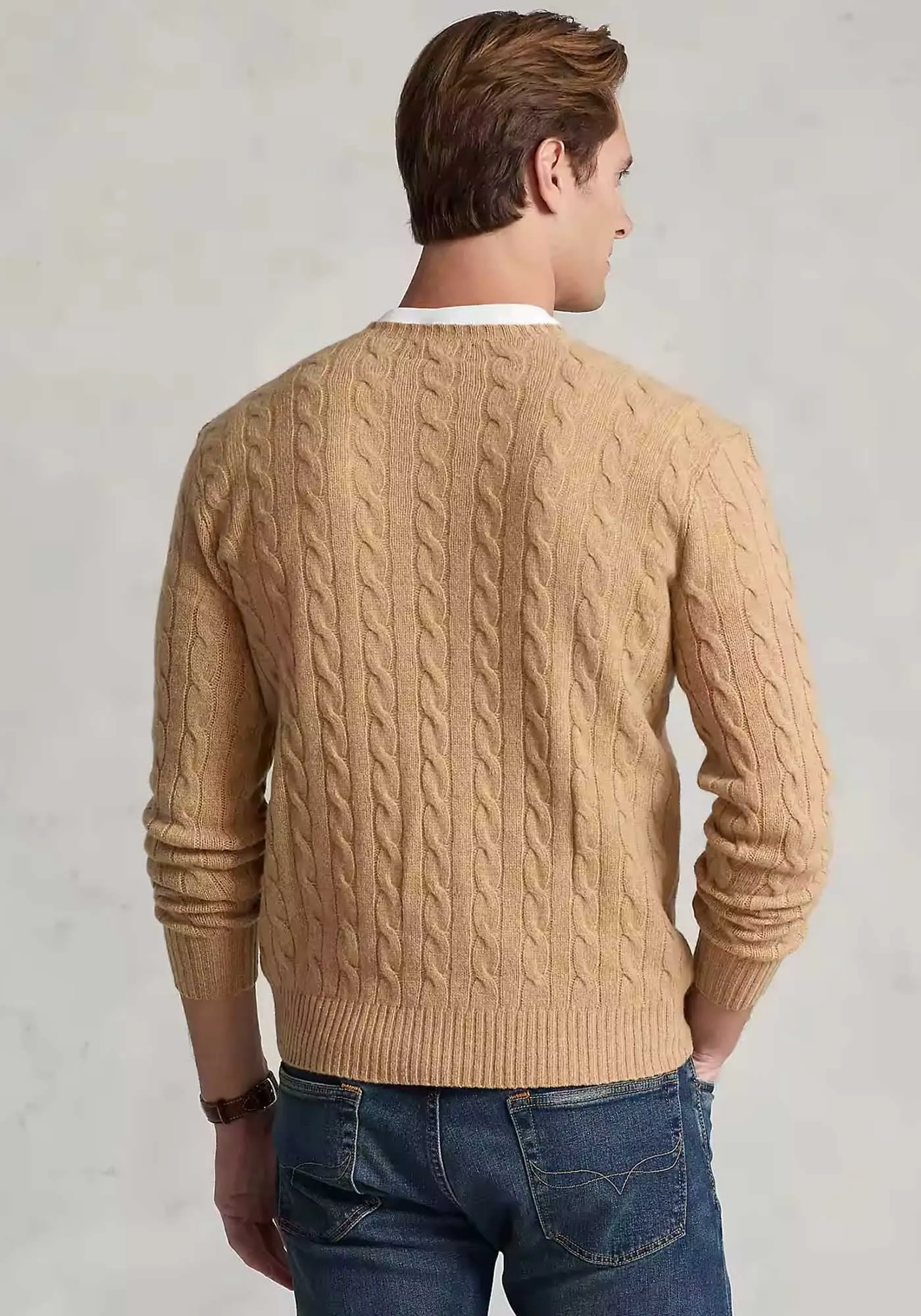Pull torsadé Ralph Lauren marron