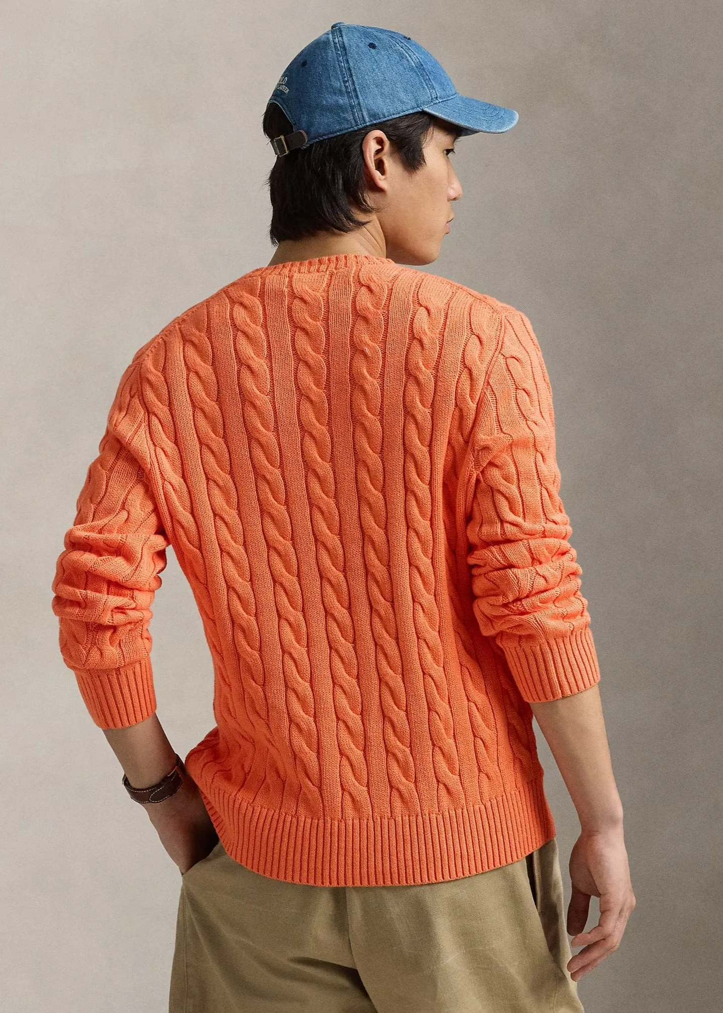 Pull torsadé Ralph Lauren orange