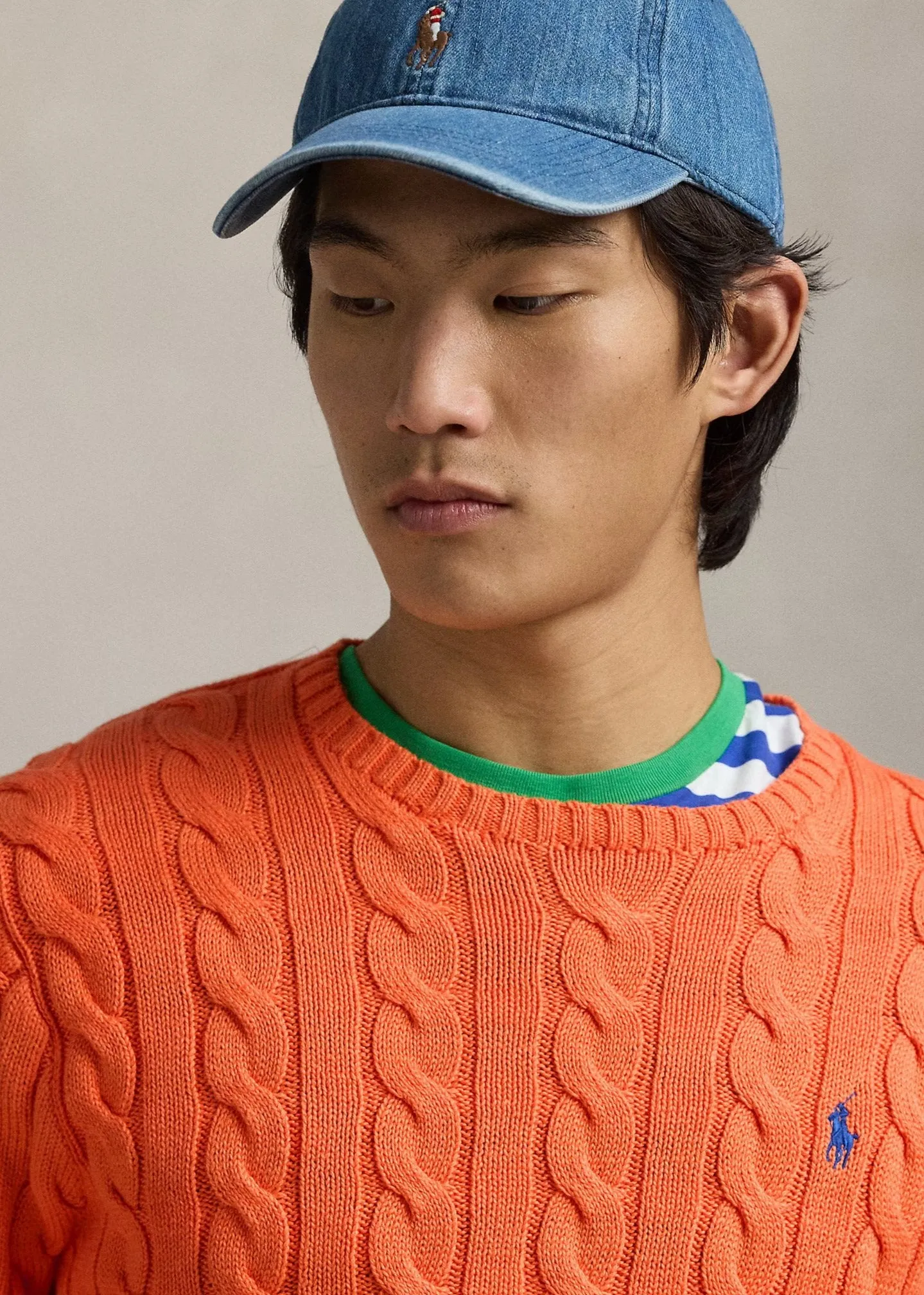 Pull torsadé Ralph Lauren orange