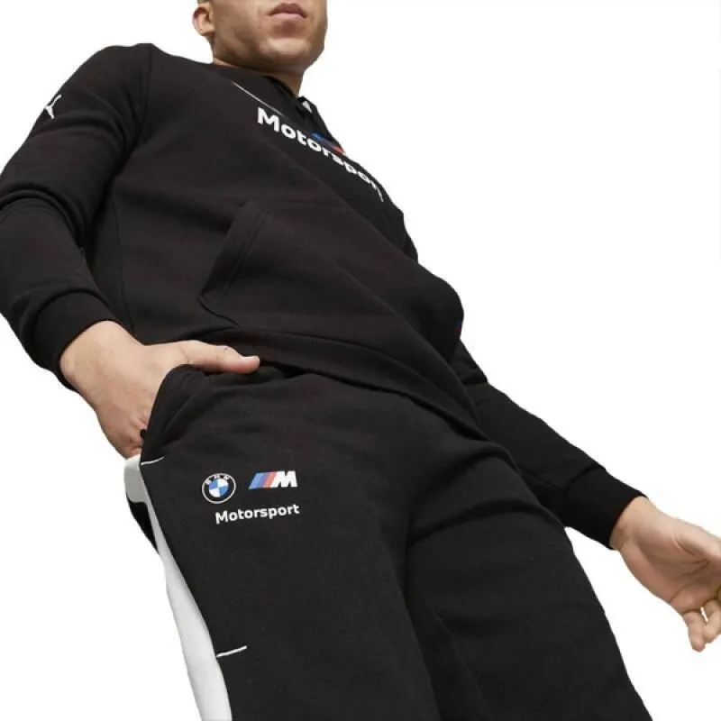 Puma BMW Men’s Luxury Cotton Sweatpants with Zippered Pockets - Stylish Black Activewear