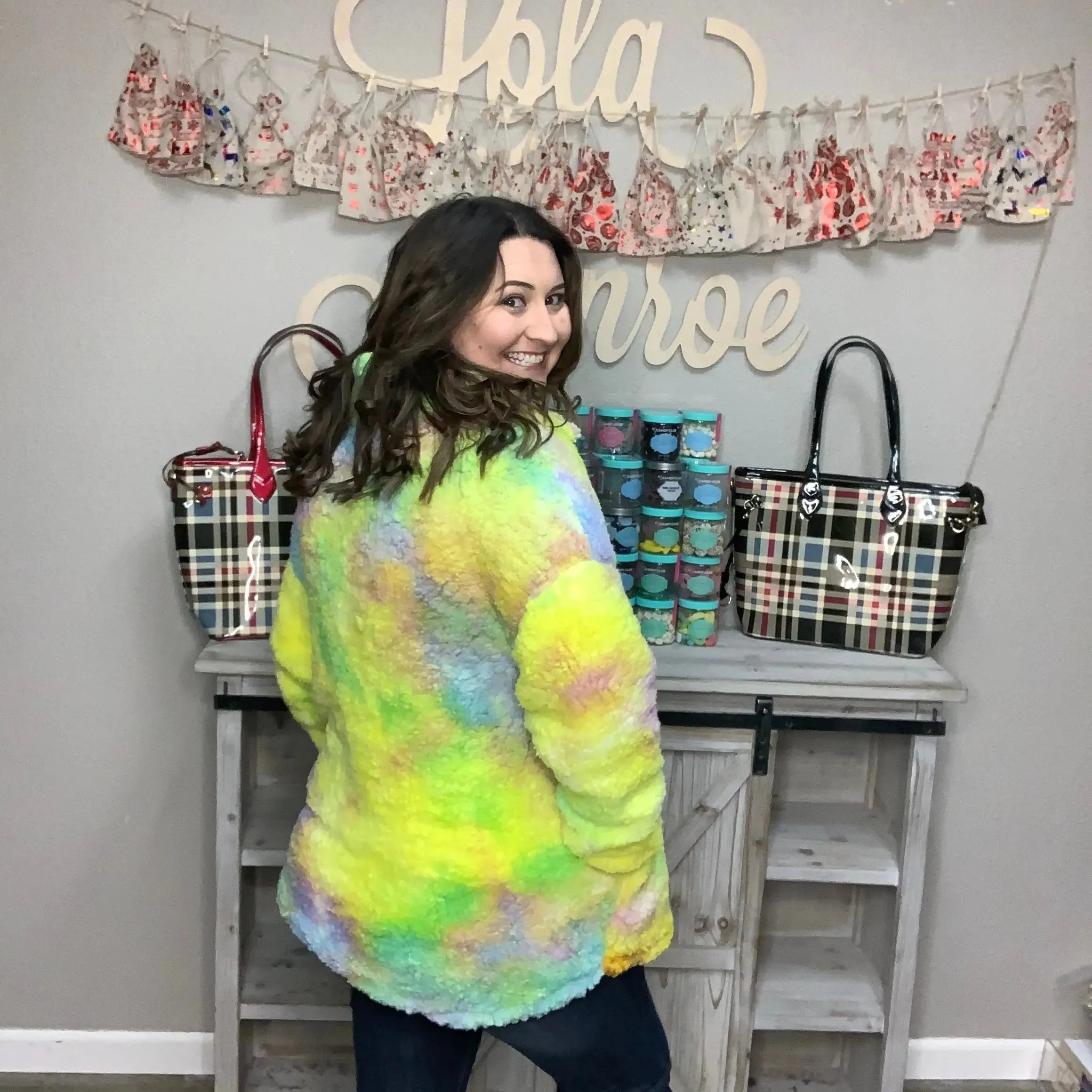 "Drama LLama" Tie Dye Half Zip Sherpa Pull Over