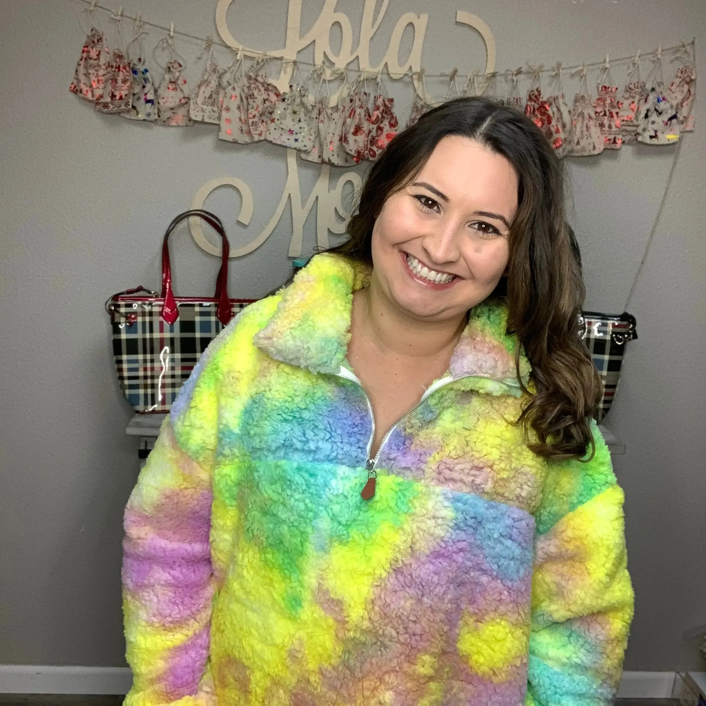 "Drama LLama" Tie Dye Half Zip Sherpa Pull Over