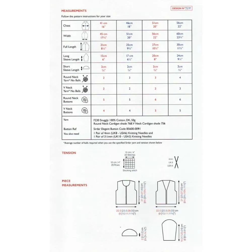 Round Neck Cardigan Knitting Pattern (5271)