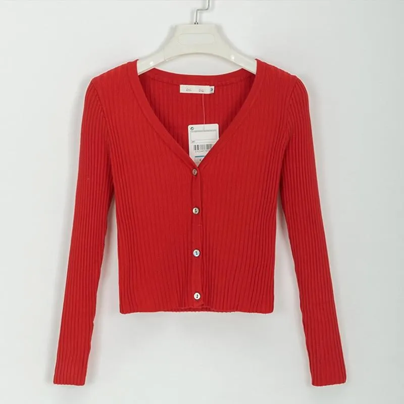 Sexy Buttons Knitted Sweater Cardigan Women Slim Ribbed Winter Autumn Sweaters Female Fashion Plus Size Knitwear