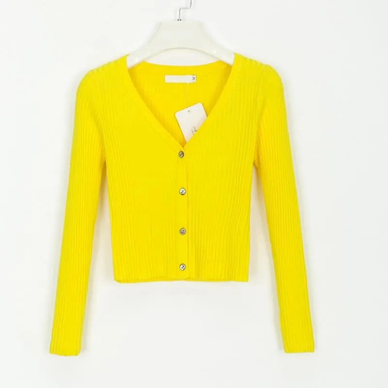Sexy Buttons Knitted Sweater Cardigan Women Slim Ribbed Winter Autumn Sweaters Female Fashion Plus Size Knitwear