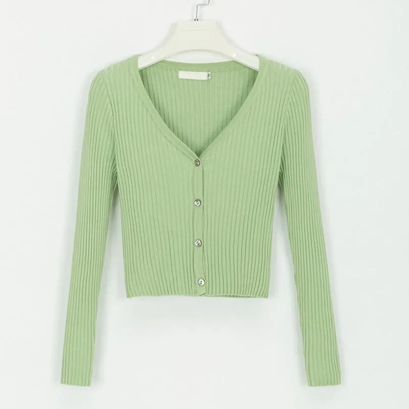 Sexy Buttons Knitted Sweater Cardigan Women Slim Ribbed Winter Autumn Sweaters Female Fashion Plus Size Knitwear