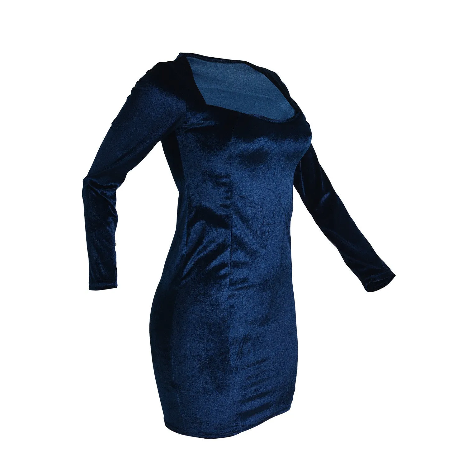 Sexy U Neck Long Sleeve Bodycon Short Dress