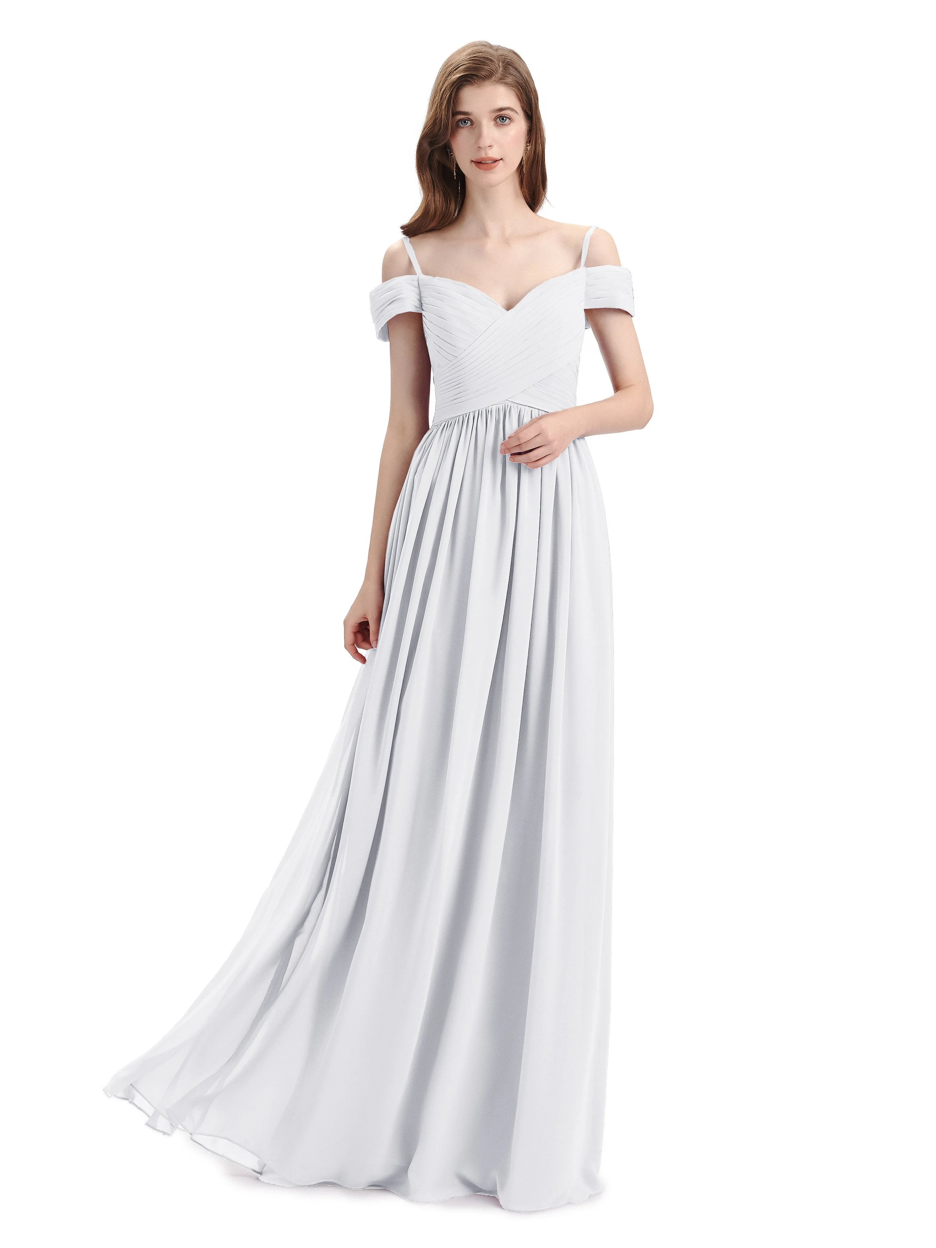 Simple A-line Chiffon Spaghetti Straps Bridesmaid Dresses