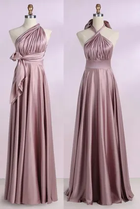 Simple New Arrival Backless Satin Long Bridesmaid Dresses Evening Party Dresses BD1008