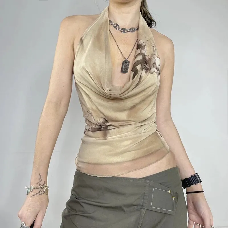 Skin Frill Sexy Halter Backless Top