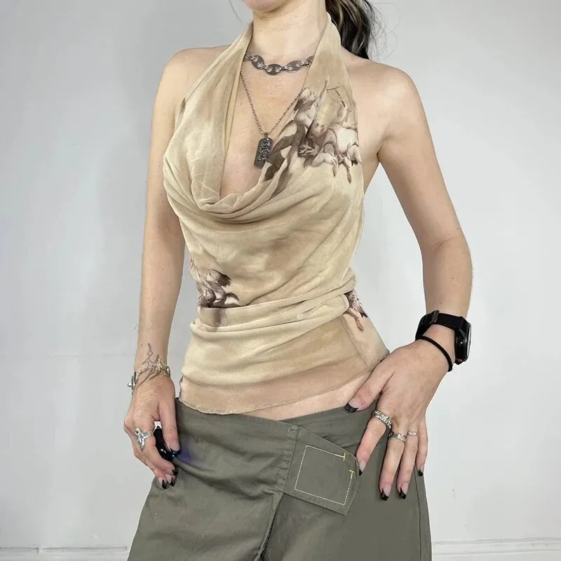Skin Frill Sexy Halter Backless Top