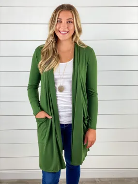 Slouchy Pocket Cardigan - Olive