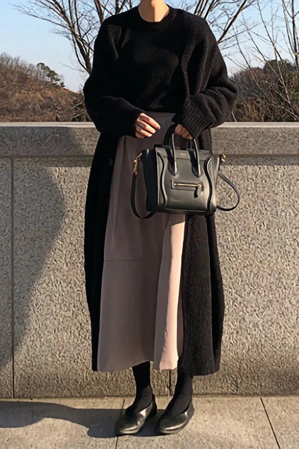 Solid Color Loose Knit Sweater (Fit 99 To 154lbs)