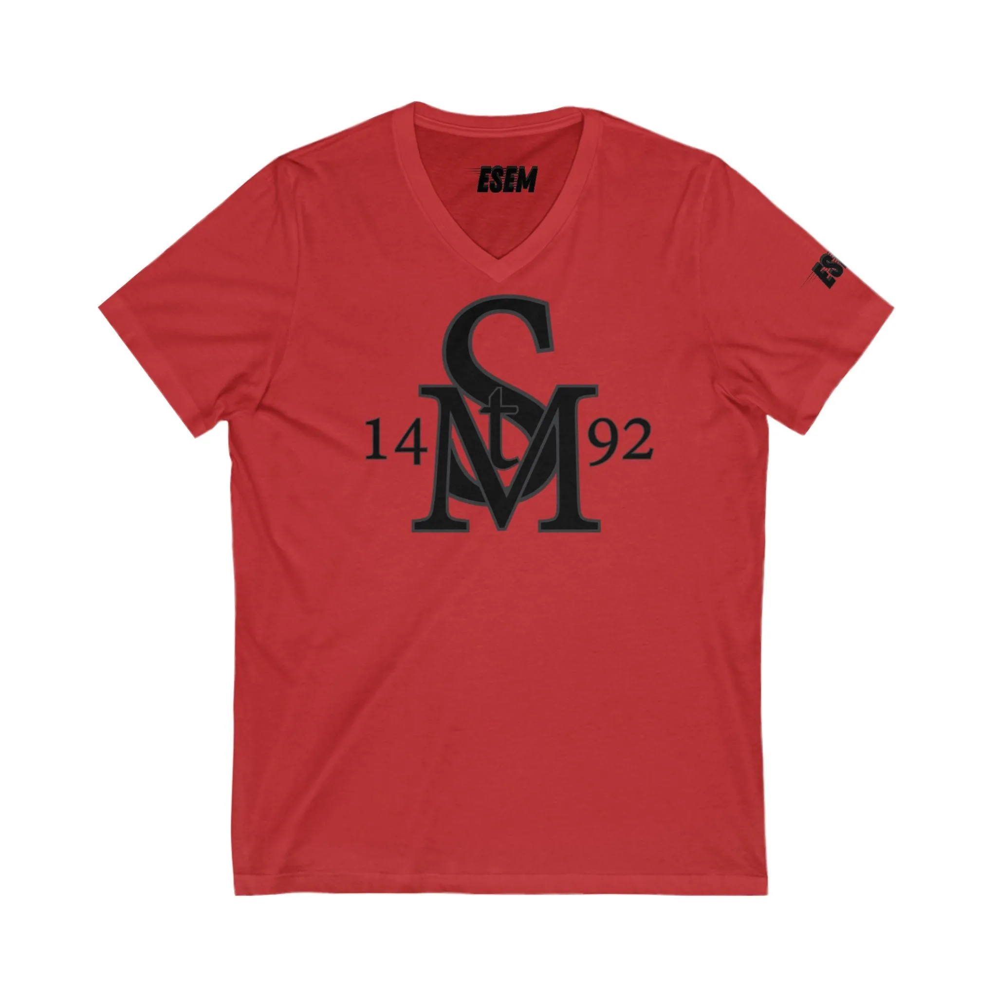 StM 1492 (Blk logo)- Unisex Jersey Short Sleeve V-Neck Tee