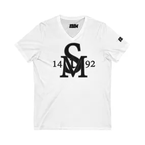 StM 1492 (Blk logo)- Unisex Jersey Short Sleeve V-Neck Tee