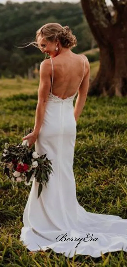 Straps Lace Wedding Dresses, Elegant Lace Wedding Dresses