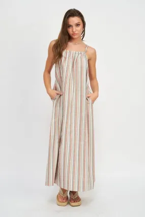 STRIPED MAXI DRESS WITH POCKETS