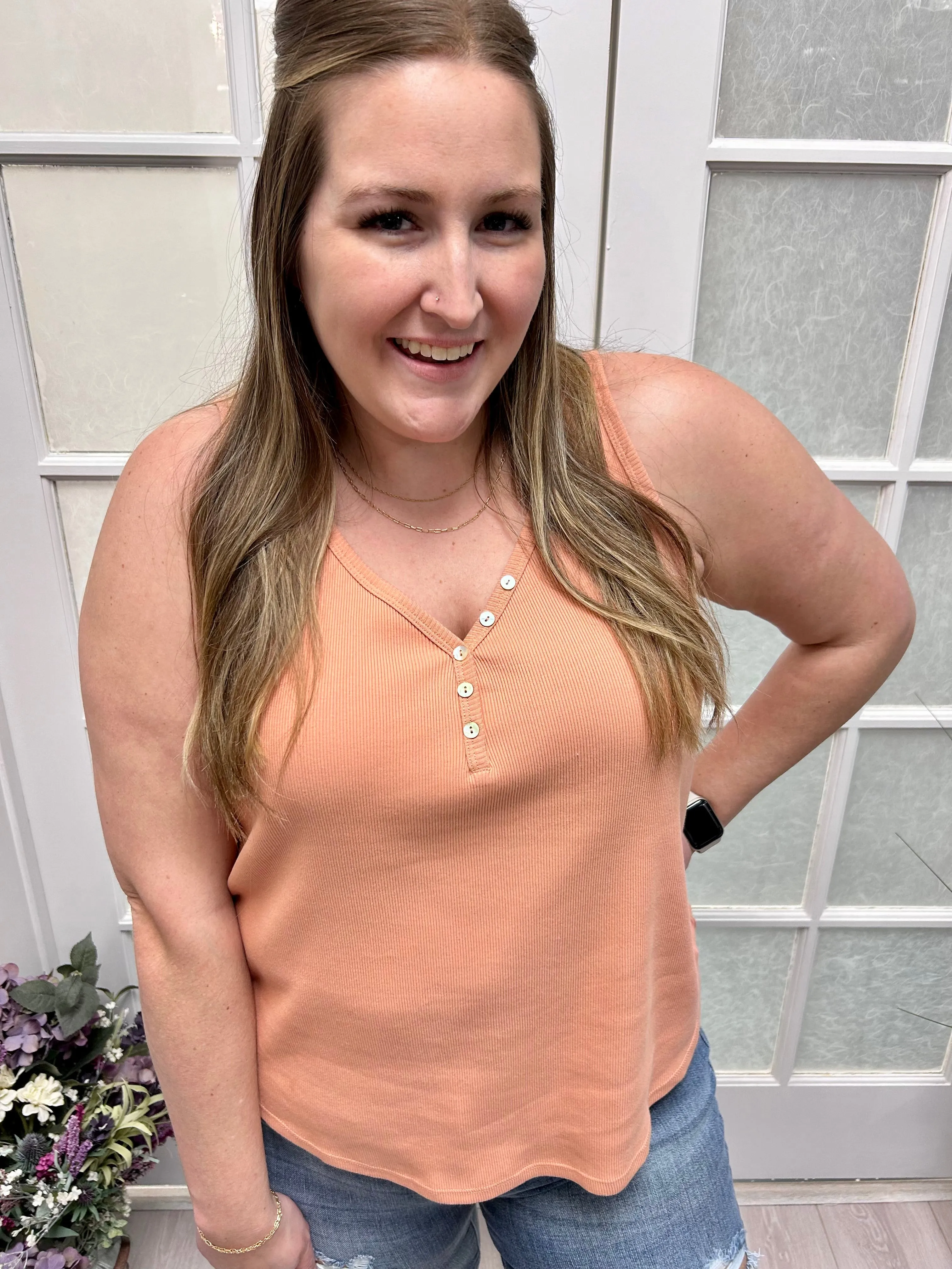 Tribal Henley Button Tank FINAL SALE!
