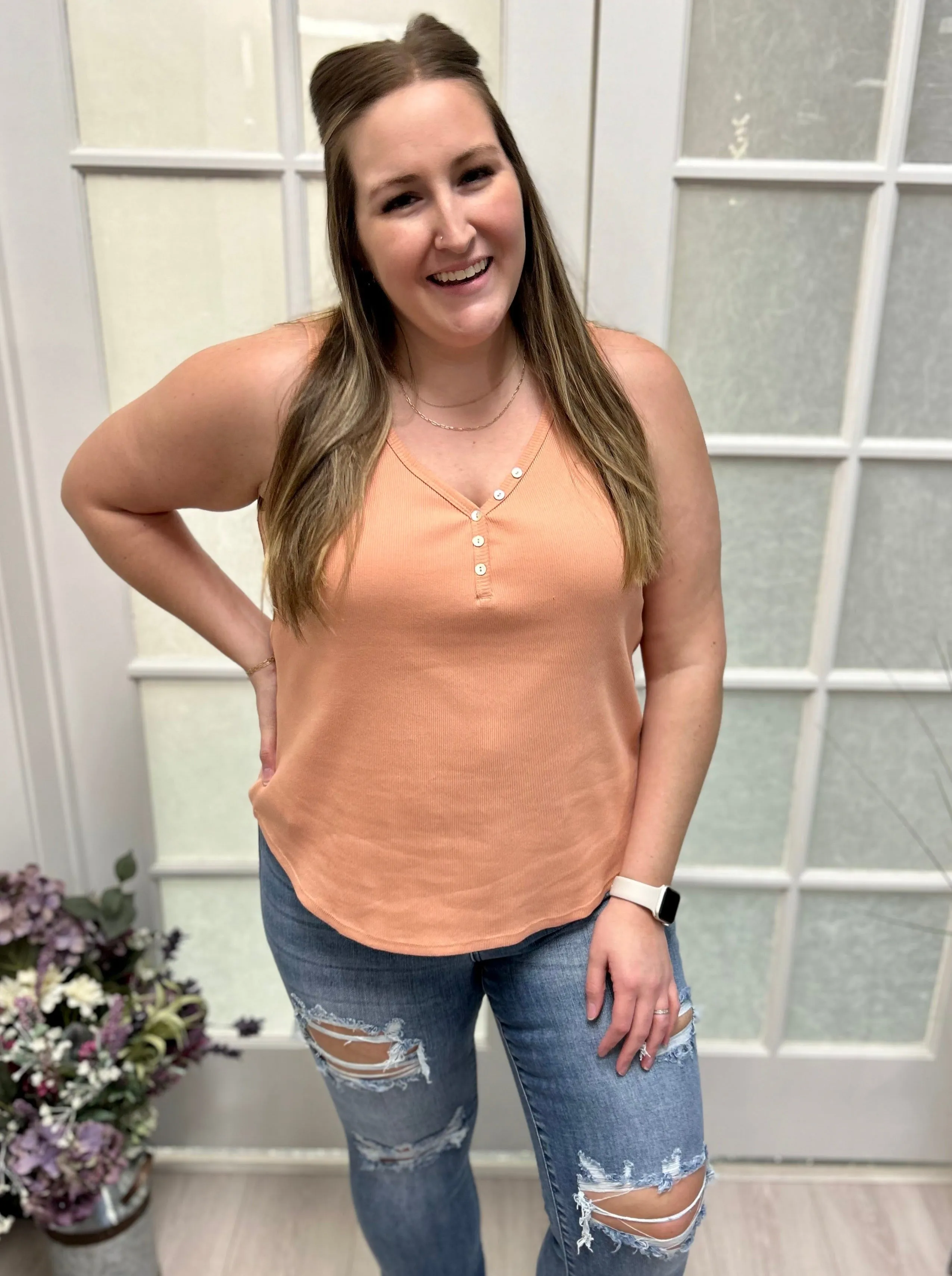 Tribal Henley Button Tank FINAL SALE!