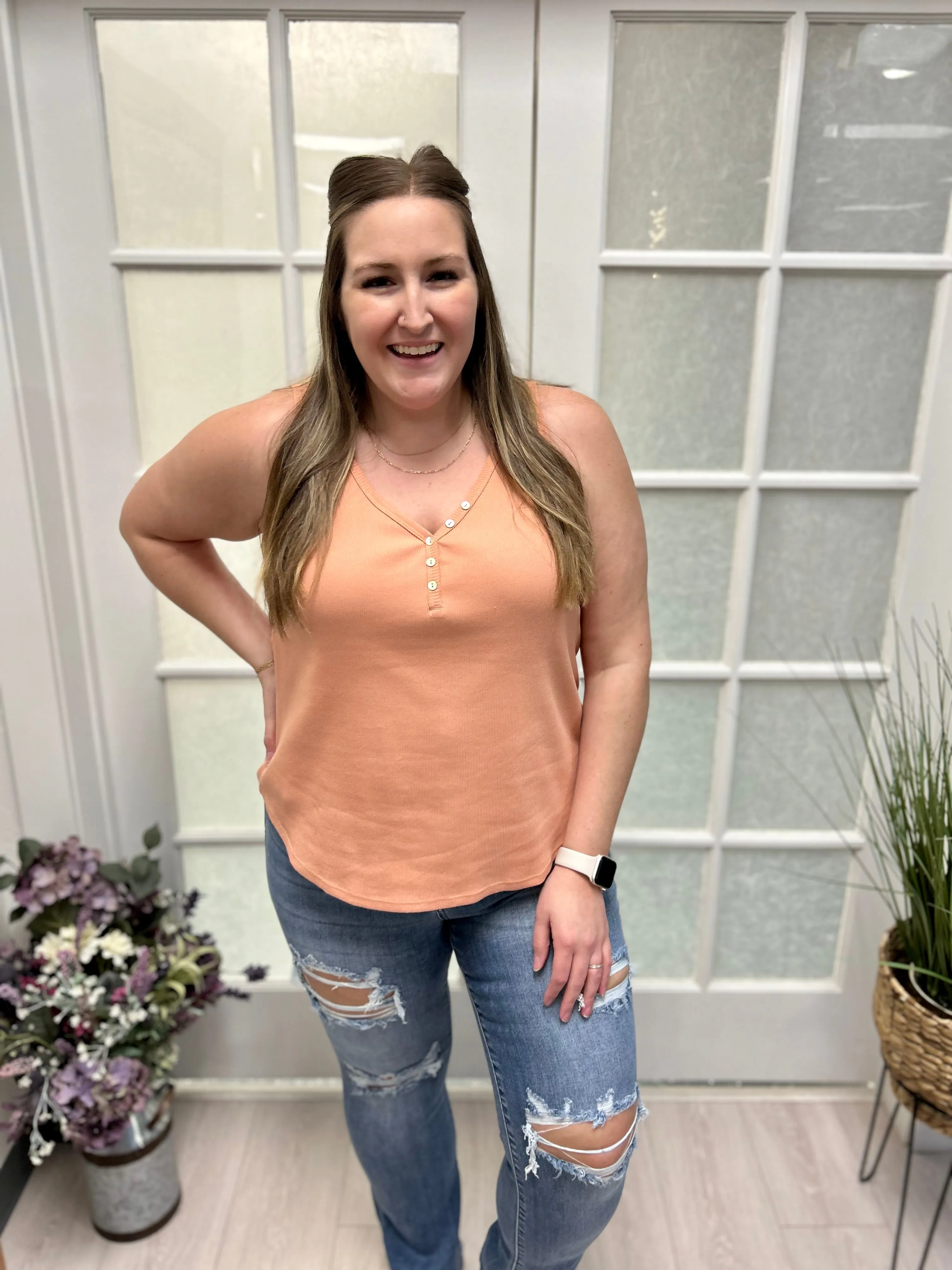 Tribal Henley Button Tank FINAL SALE!