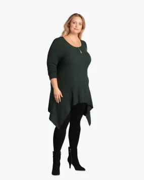Trixie Ribbed High-Low Sweater | Forest Green