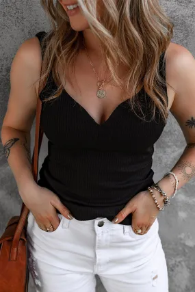 V Neck Ribbed Knit Top