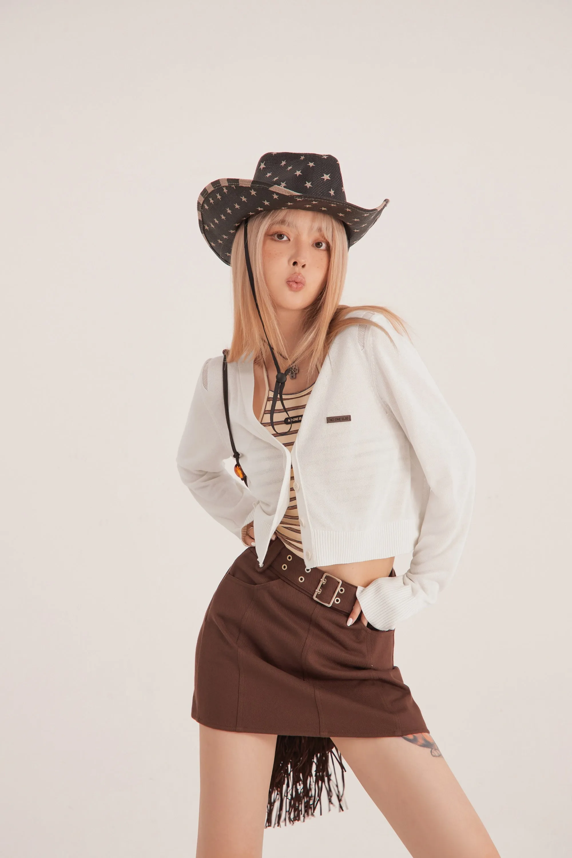 V-Neck Simple See-Through Cardigan