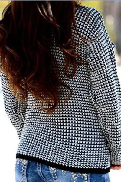 Women Casual Collarless Long Sleeve Black Knitted Cardigan
