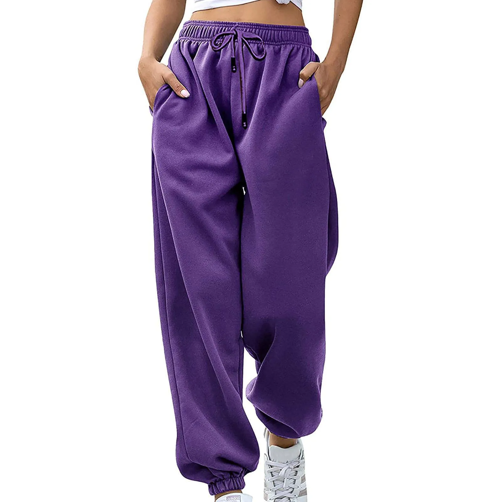 Women's Loose Fit Cuffed Sweatpants with Pockets