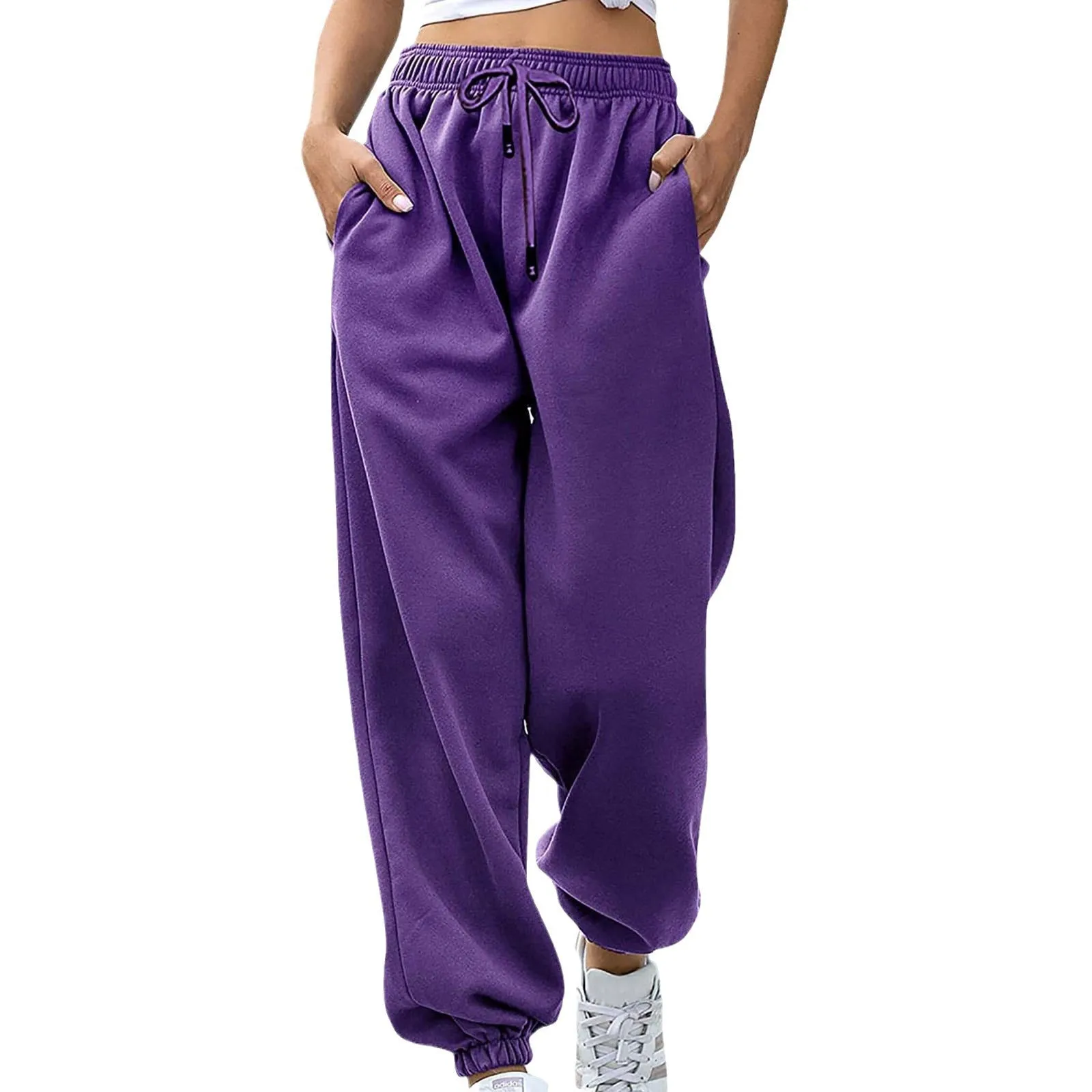 Women's Loose Fit Cuffed Sweatpants with Pockets