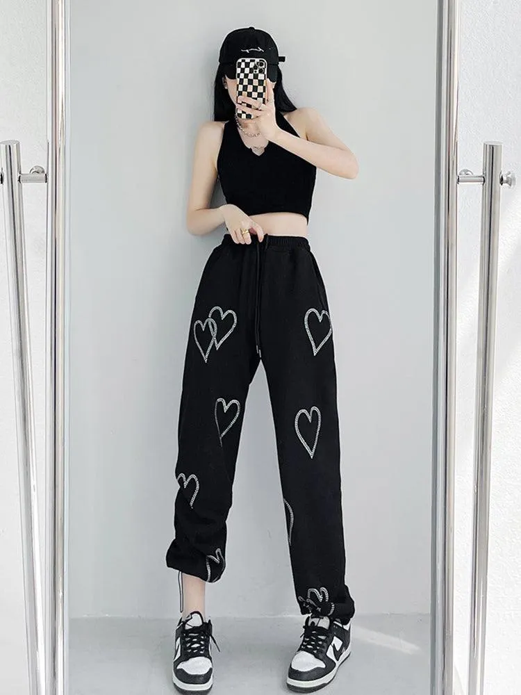 Women's Loose Summer Love High Waist Drawstring Sweatpants