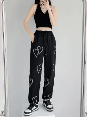 Women's Loose Summer Love High Waist Drawstring Sweatpants