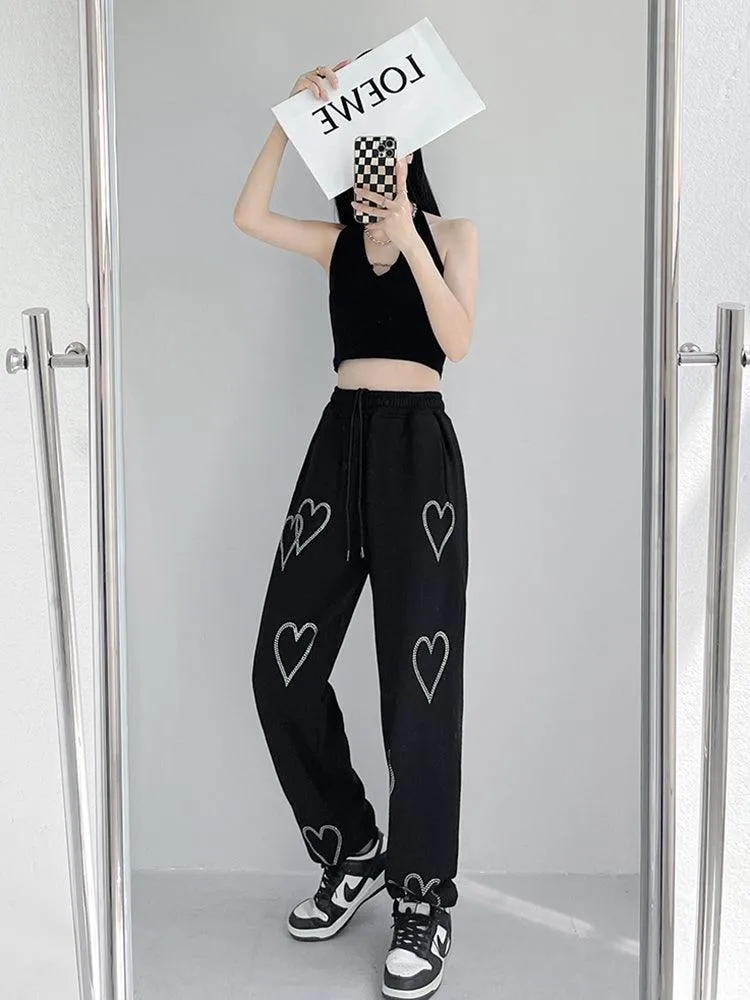 Women's Loose Summer Love High Waist Drawstring Sweatpants