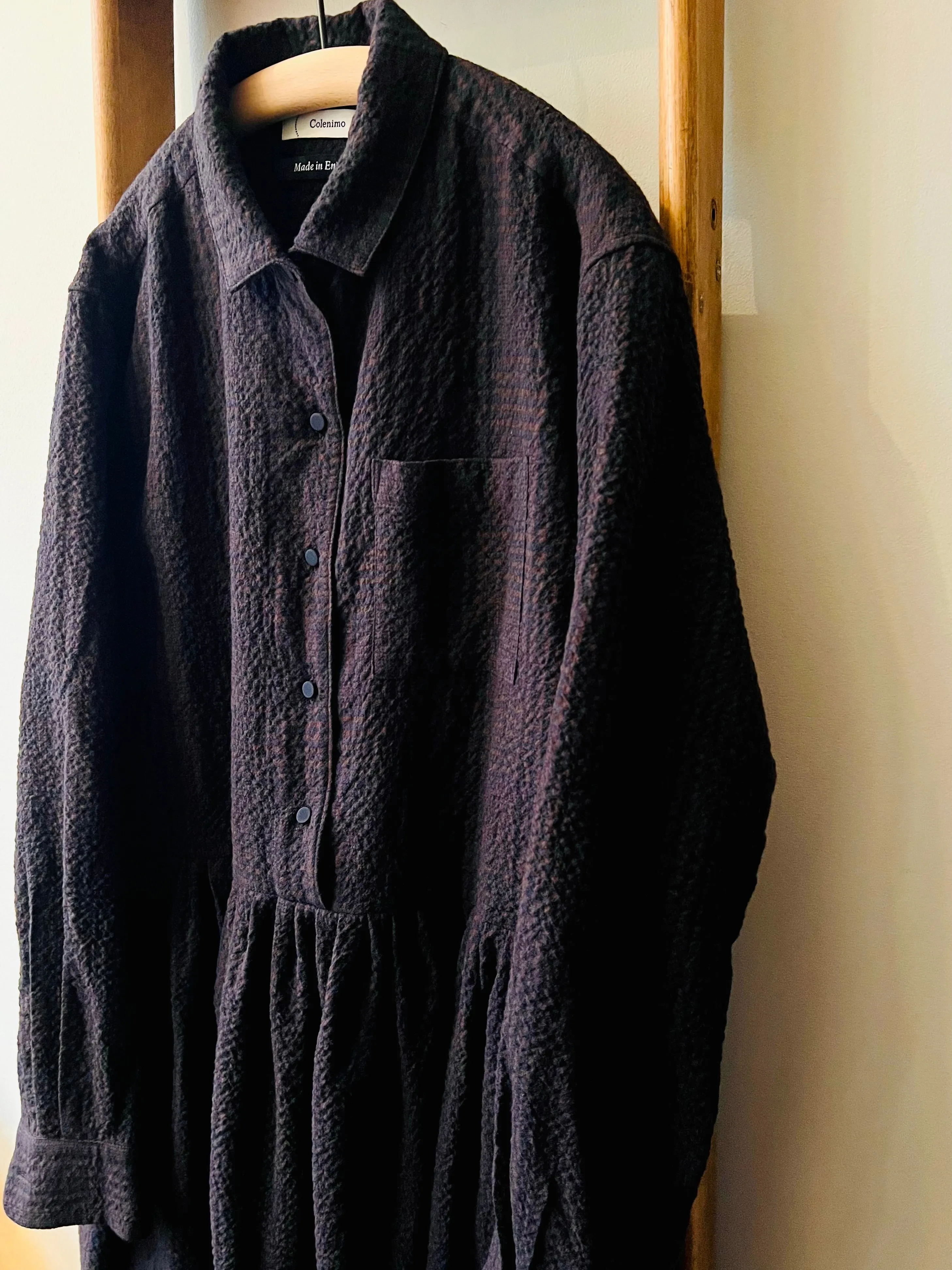 Wool Cotton mix Dress / Brown check