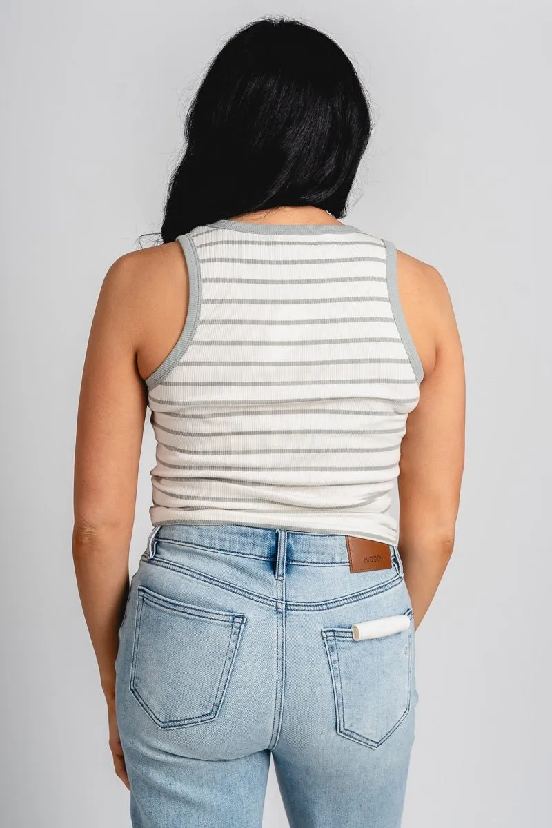 Z Supply Hadley striped tank top sage green