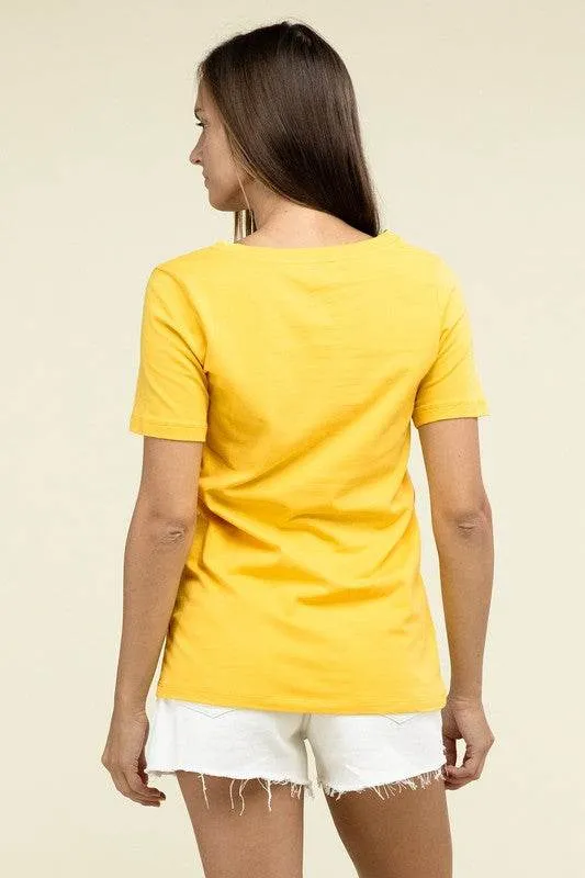 Zenana Casual Cotton V-Neck Short Sleeve T-Shirts