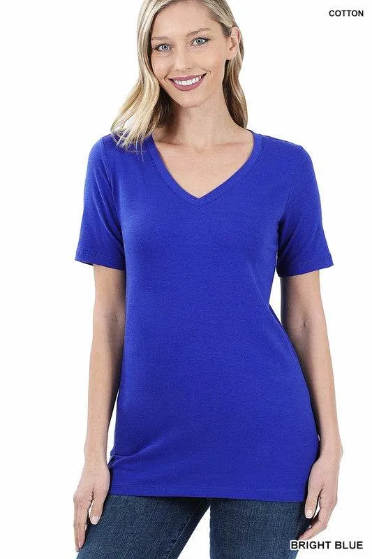 Zenana Casual Cotton V-Neck Short Sleeve T-Shirts