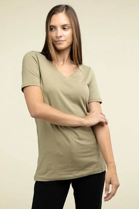 Zenana Casual Cotton V-Neck Short Sleeve T-Shirts