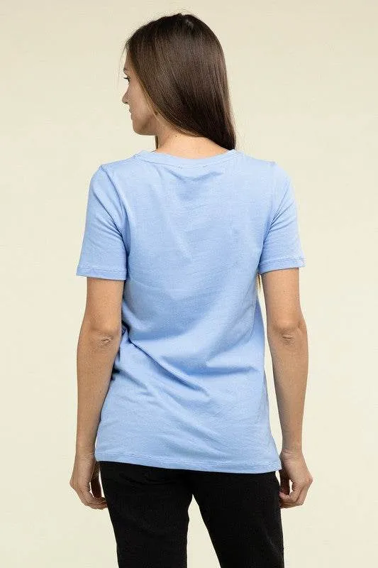 Zenana Casual Cotton V-Neck Short Sleeve T-Shirts