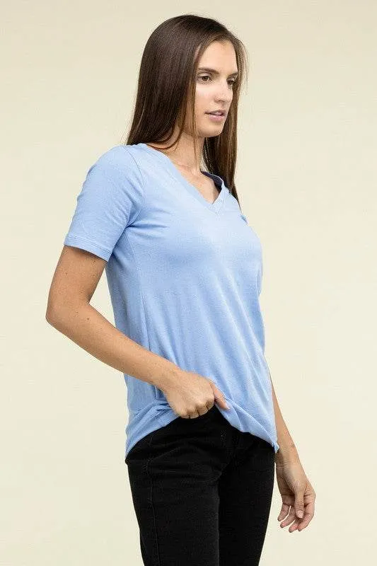 Zenana Casual Cotton V-Neck Short Sleeve T-Shirts
