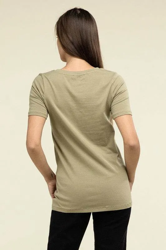 Zenana Casual Cotton V-Neck Short Sleeve T-Shirts