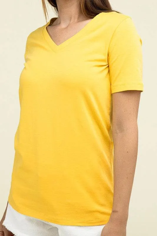 Zenana Casual Cotton V-Neck Short Sleeve T-Shirts