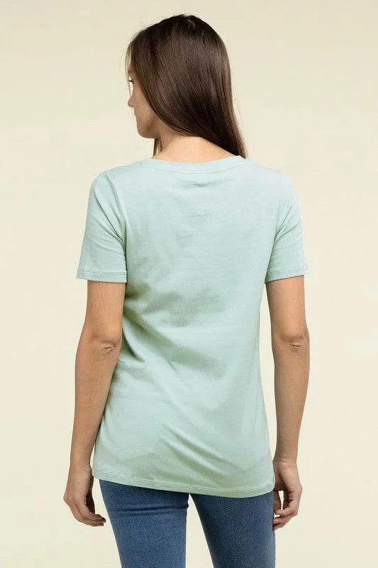 Zenana Casual Cotton V-Neck Short Sleeve T-Shirts