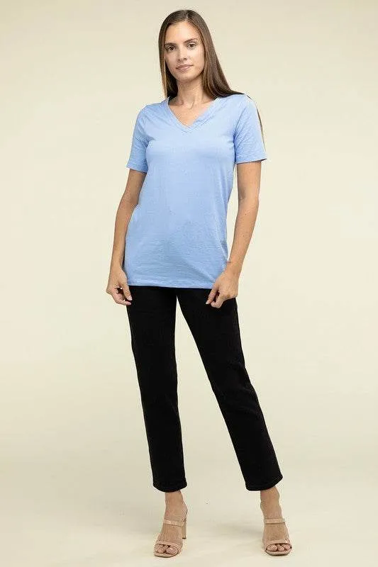 Zenana Casual Cotton V-Neck Short Sleeve T-Shirts