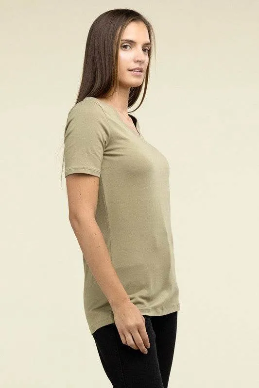 Zenana Casual Cotton V-Neck Short Sleeve T-Shirts
